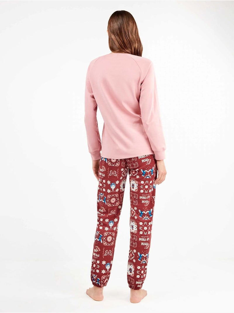 Ensemble pyjama frida kahlo en interlock Rose - Kiabi
