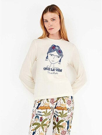 Ensemble pyjama frida kahlo en maille all-over