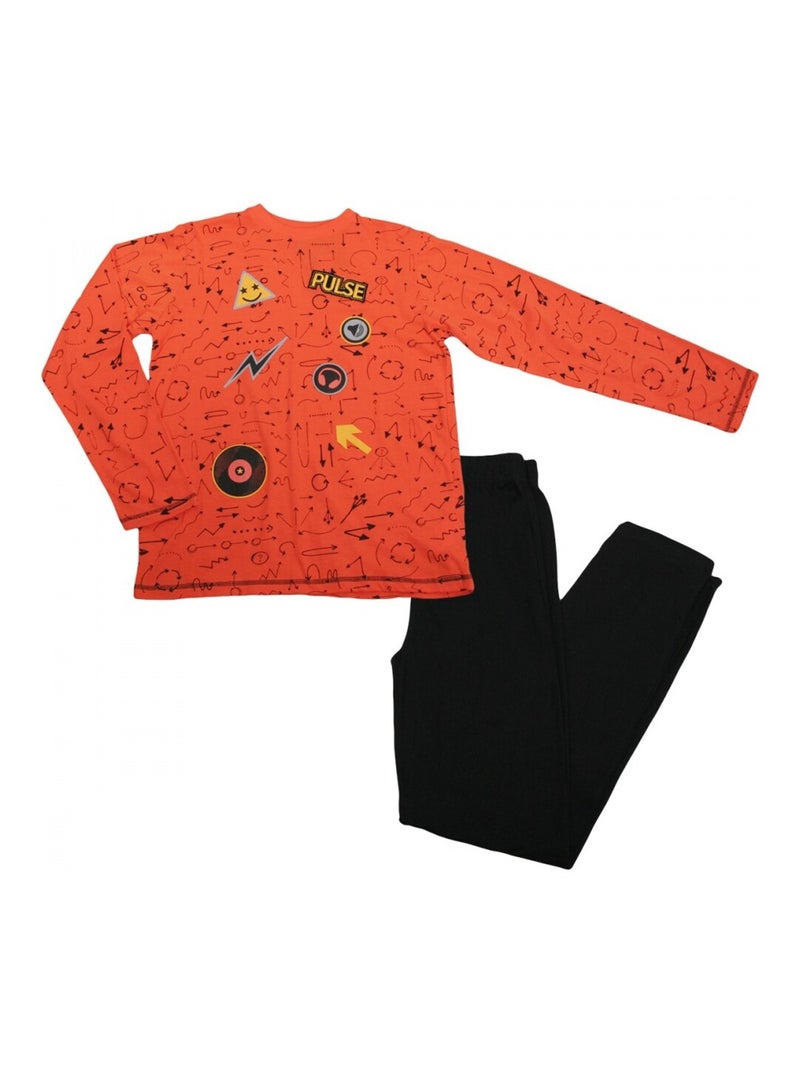 Ensemble pyjama garçon Noir Orange - Kiabi