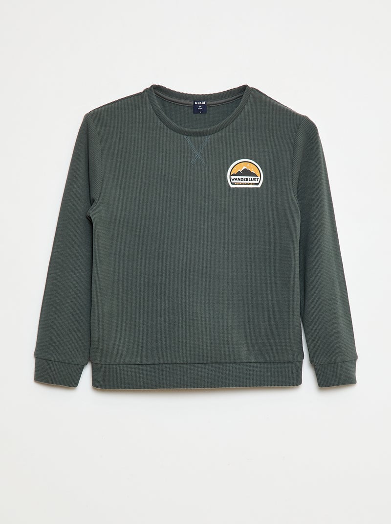 Ensemble pyjama haut + pantalon molleton Kaki - Kiabi