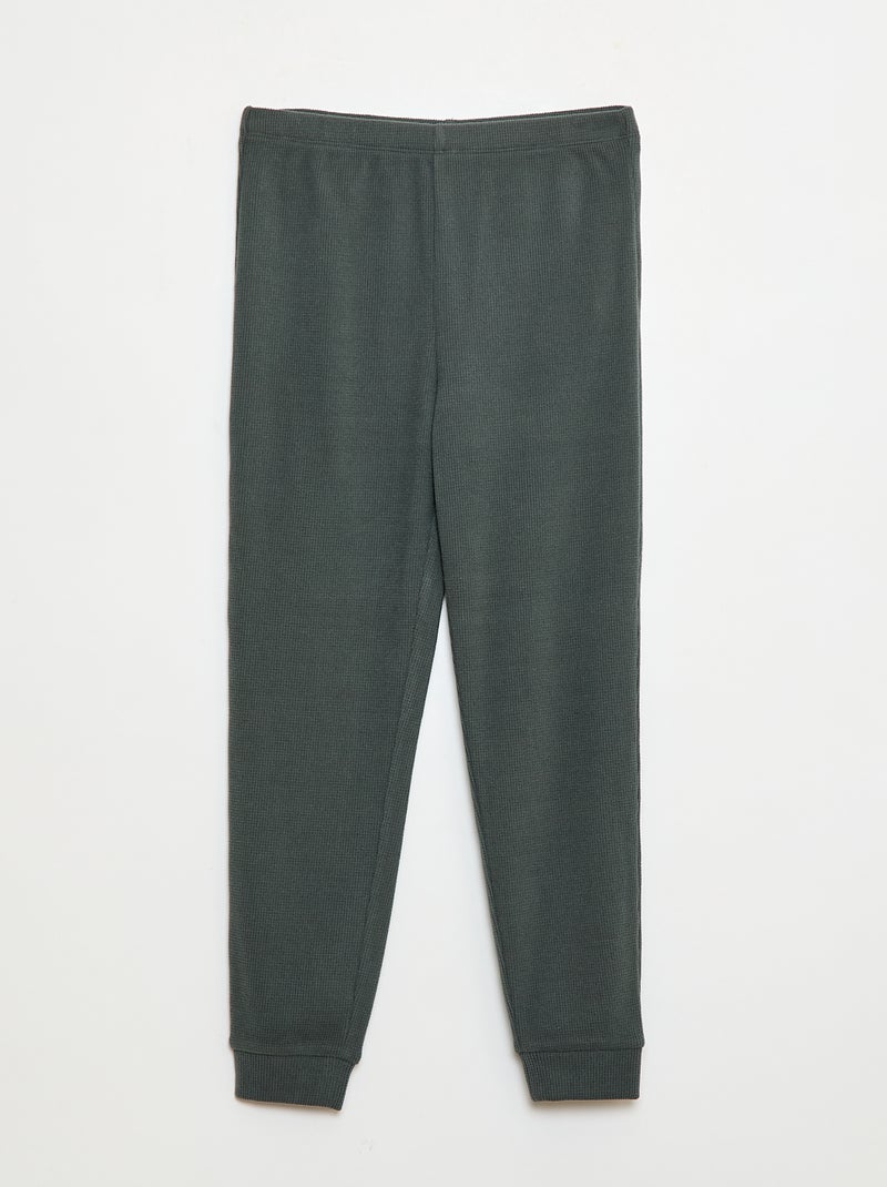 Ensemble pyjama haut + pantalon molleton Kaki - Kiabi