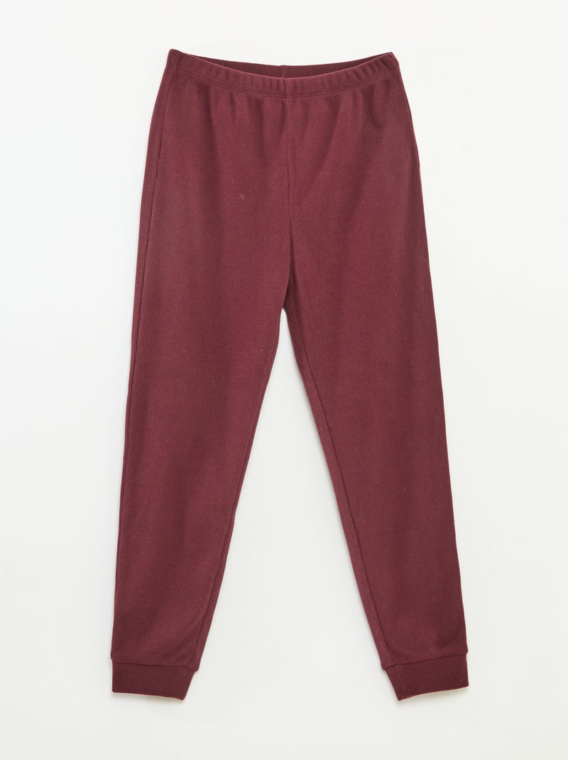 Ensemble pyjama haut + pantalon molleton Rouge - Kiabi
