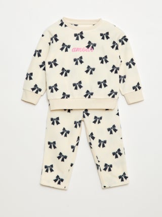 Ensemble pyjama haut + pantalon polaire