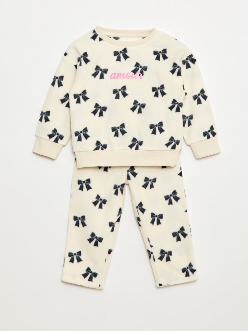 Ensemble pyjama haut + pantalon polaire Blanc - Kiabi