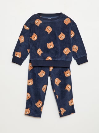 Ensemble pyjama haut + pantalon polaire