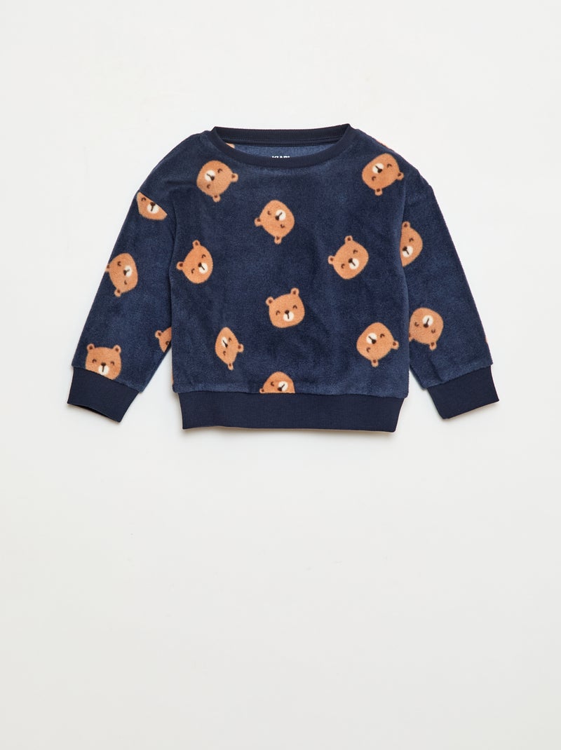 Ensemble pyjama haut + pantalon polaire Bleu - Kiabi