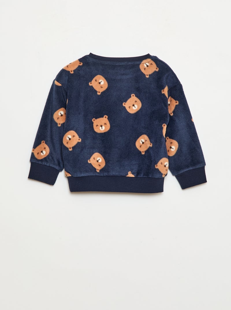 Ensemble pyjama haut + pantalon polaire Bleu - Kiabi