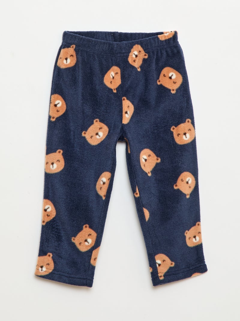 Ensemble pyjama haut + pantalon polaire Bleu - Kiabi