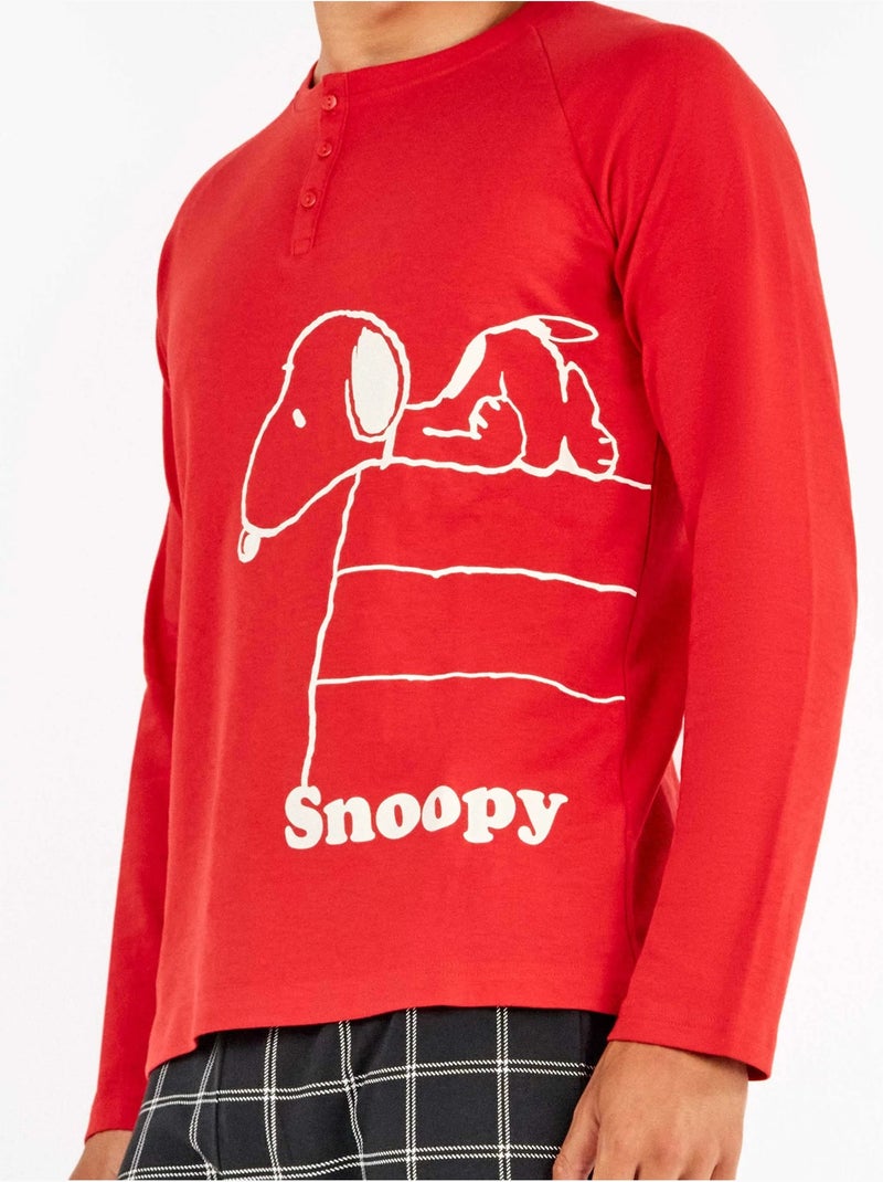 Ensemble pyjama homme en interlock Snoopy Rouge - Kiabi