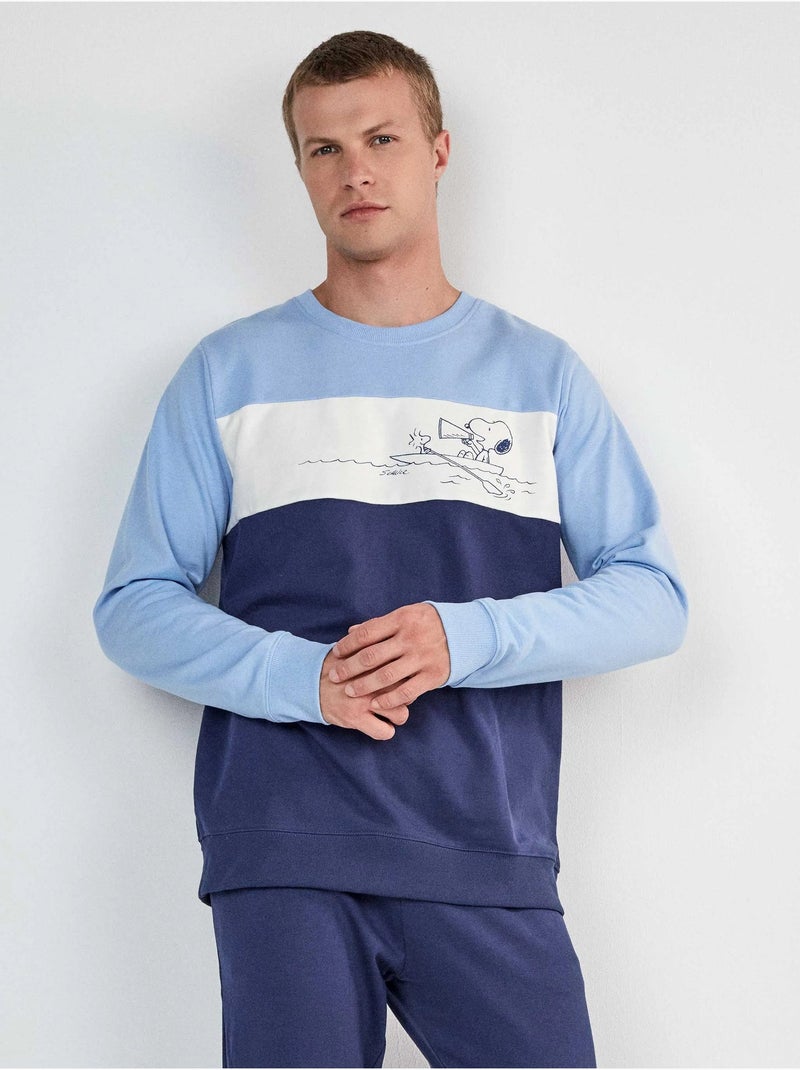 Ensemble pyjama homme long de snoopy Bleu marine - Kiabi