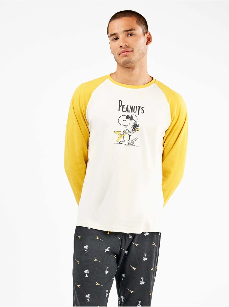 Ensemble pyjama homme Snoopy en interlock point Ecru - Kiabi