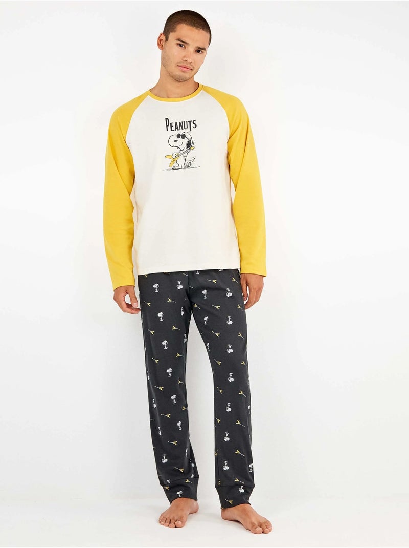 Ensemble pyjama homme Snoopy en interlock point Ecru - Kiabi