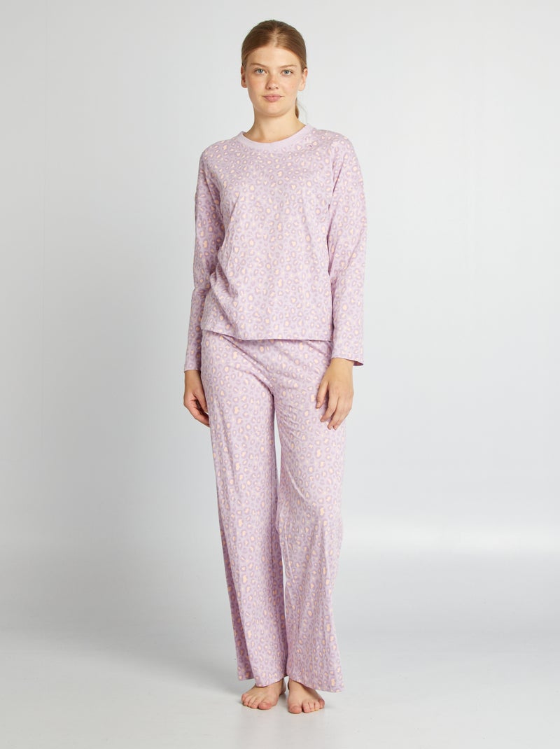 Ensemble pyjama imprimé t-shirt + pantalon - 2 pièces Violet - Kiabi