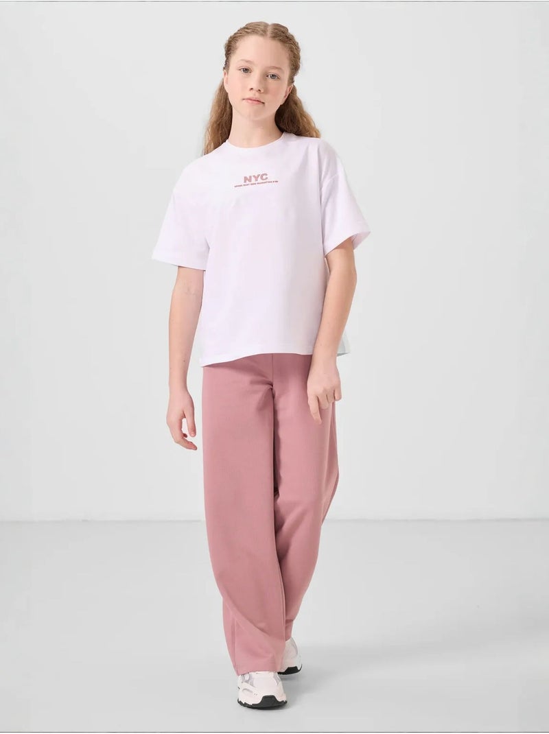 Ensemble pyjama jeunesse en coton et polyester tommy Vieux rose - Kiabi