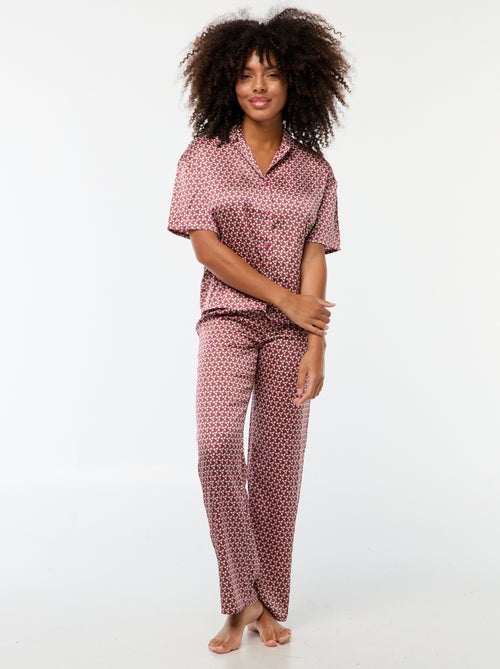 Ensemble Pyjama long 2 pièces chemise + pantalon à motif - 2 pièces - Kiabi
