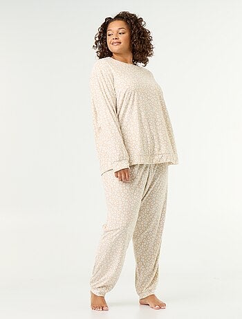 Ensemble pyjama long 2 pièces imprimé en polaire