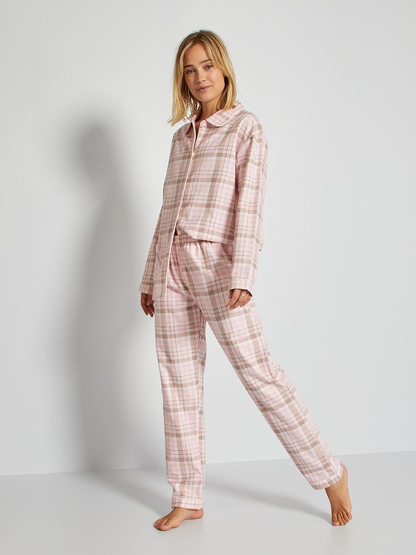 Pyjama femme jersey uni et carreaux
