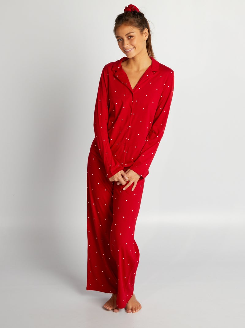 Ensemble pyjama long avec chouchou - 3 pièces Rouge - Kiabi