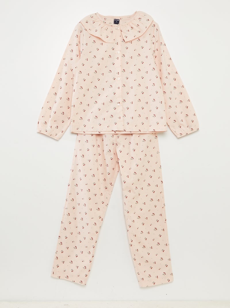 Ensemble pyjama long avec colerette- 2 pièces Rose - Kiabi