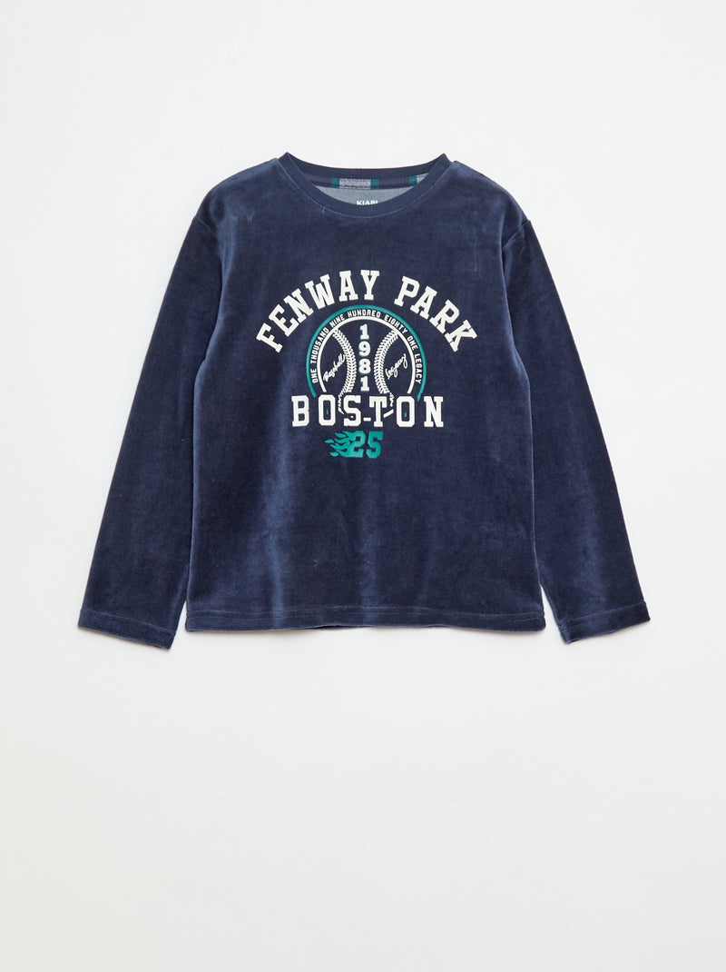 Ensemble pyjama long bimatière t-shirt + pantalon - 2 pièces Bleu - Kiabi