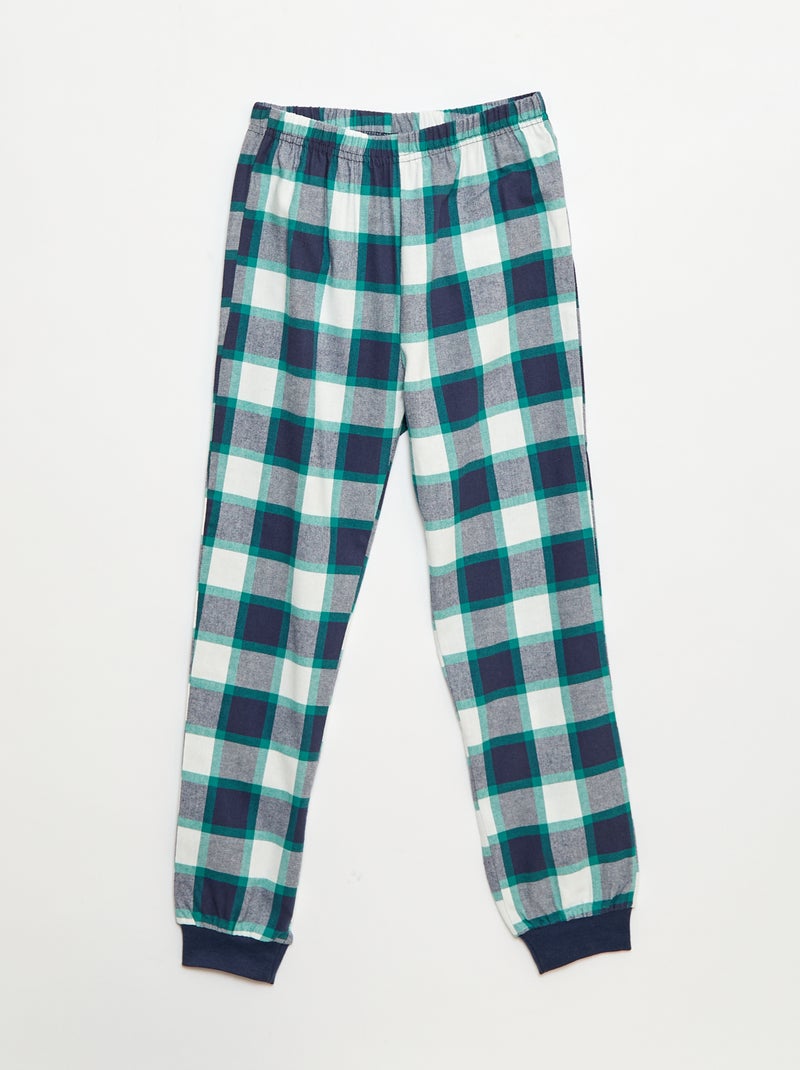 Ensemble pyjama long bimatière t-shirt + pantalon - 2 pièces Bleu - Kiabi