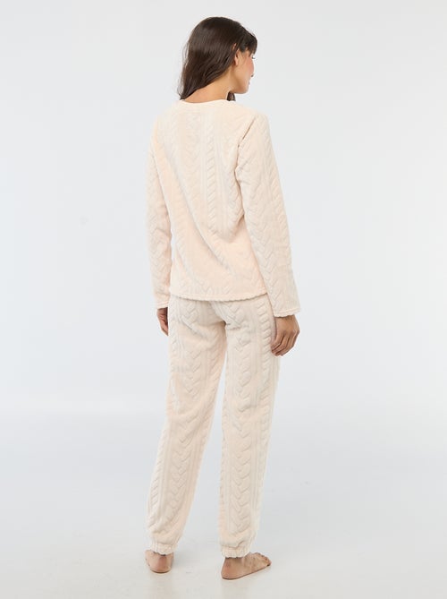 Ensemble pyjama long chaud et matière texturée - 2 pièces - Kiabi