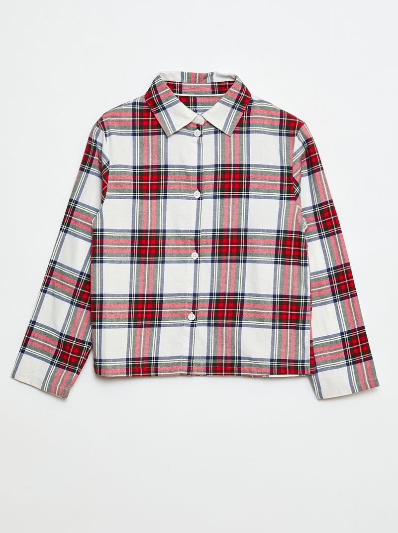 Ensemble pyjama long chemise + pantalon - 2 pièces Blanc - Kiabi