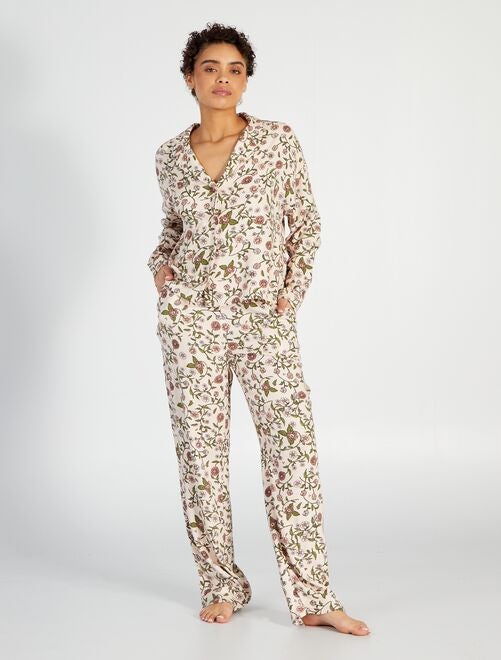 Ensemble pyjama long chemise + pantalon - 2 pièces - Kiabi