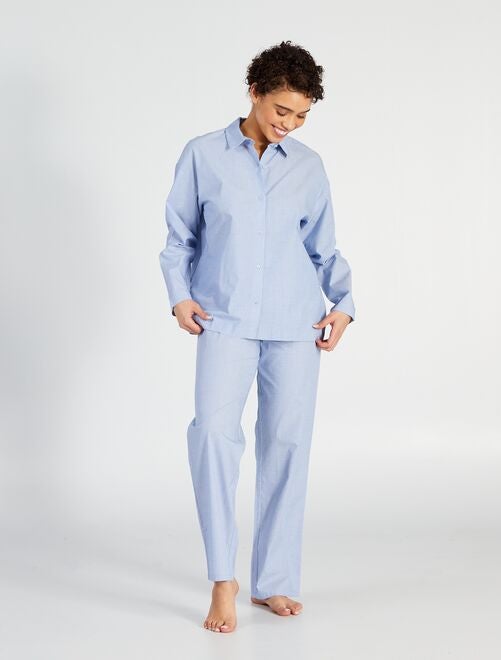 Ensemble pyjama long chemisier + pantalon - 2 pièces - Kiabi