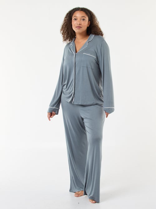 Ensemble pyjama long chemisier + pantalon - 2 pièces - Kiabi