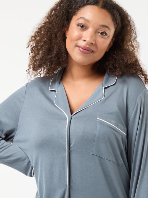 Ensemble pyjama long chemisier + pantalon - 2 pièces - Kiabi