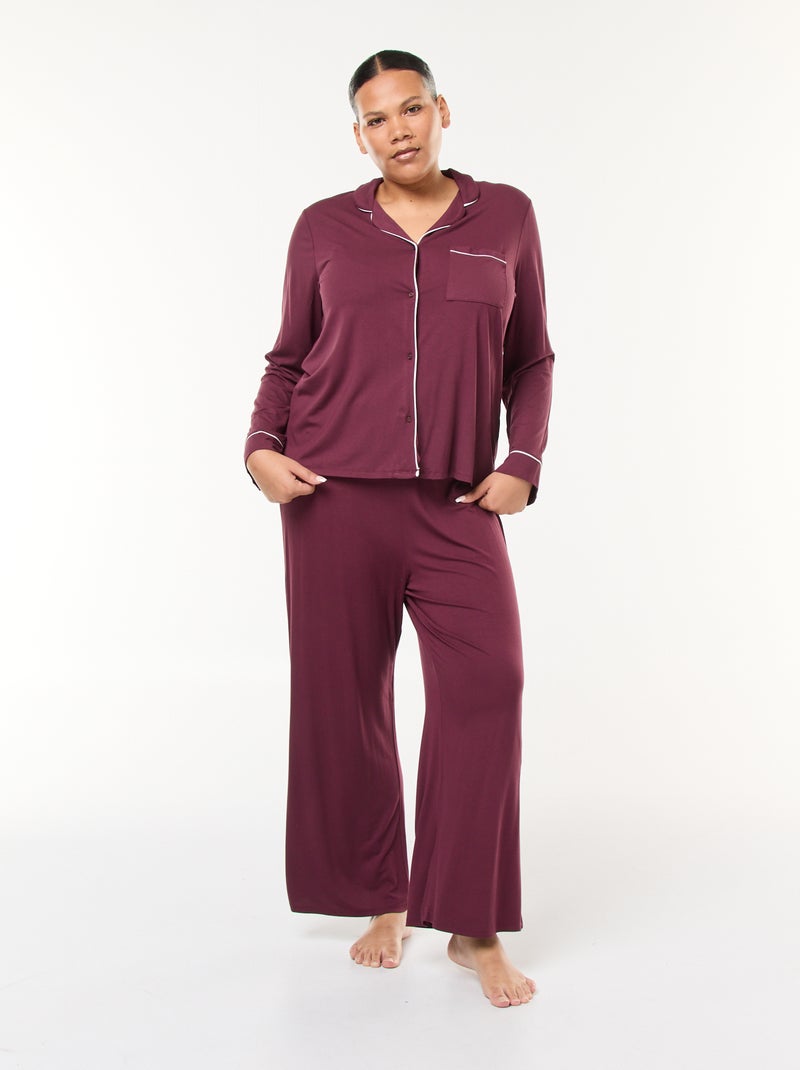 Ensemble pyjama long chemisier + pantalon - 2 pièces Rouge - Kiabi