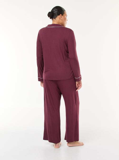 Ensemble pyjama long chemisier + pantalon - 2 pièces - Kiabi