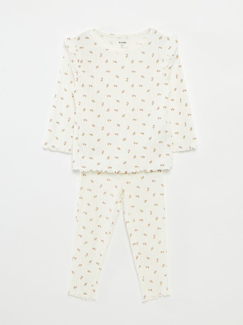 Ensemble pyjama long côtelé - 2 pièces Beige - Kiabi