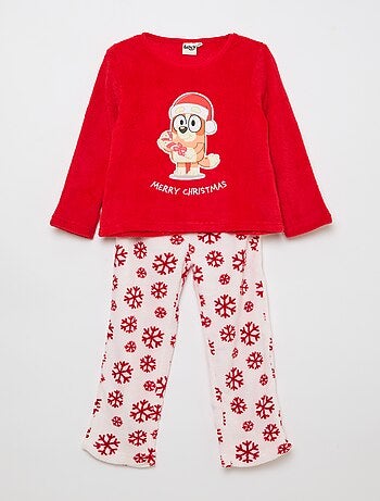 Ensemble pyjama long de Noël en polaire 'Bluey' - 2 pièces