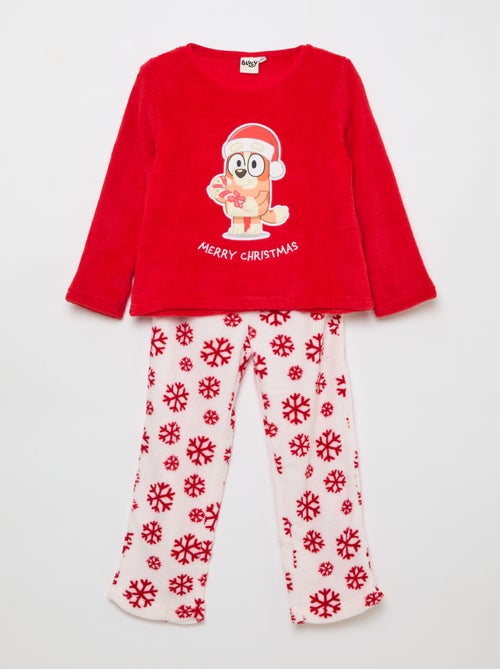 Ensemble pyjama long de Noël en polaire 'Bluey' - 2 pièces - Kiabi