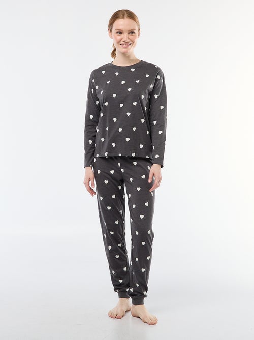 Ensemble pyjama long en coton - 2 pièces - Kiabi
