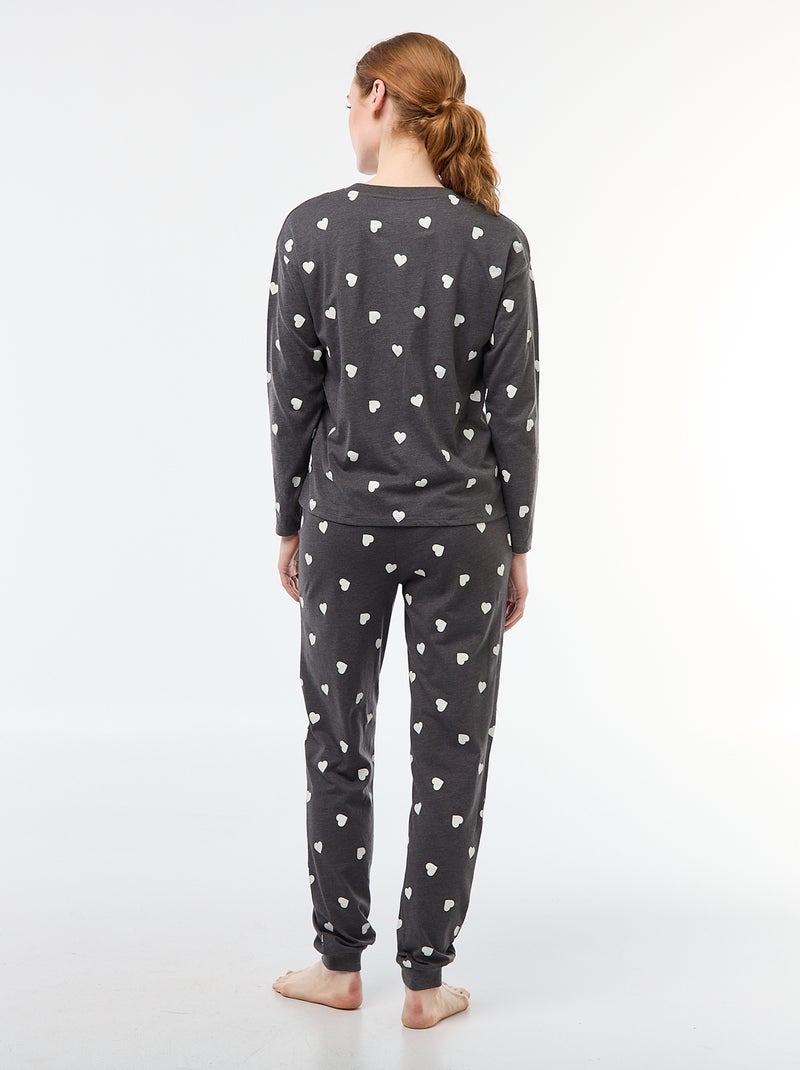 Ensemble pyjama long en coton - 2 pièces Gris foncé - Kiabi