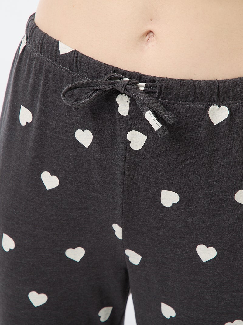 Ensemble pyjama long en coton - 2 pièces Gris foncé - Kiabi