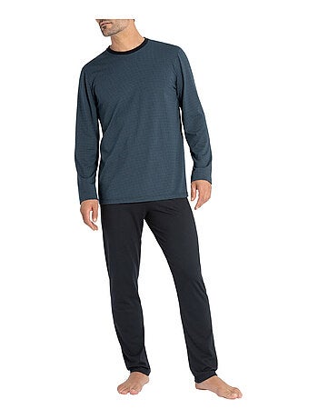 Essentials Pyjama Homme Coton Modal – Ensemble T-Shirt + Pantalon Long Ultra-Doux, Coupe Regular Confortable