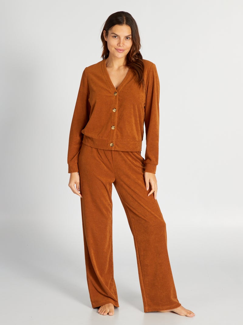 Ensemble pyjama long en éponge - 2 pièces Marron - Kiabi
