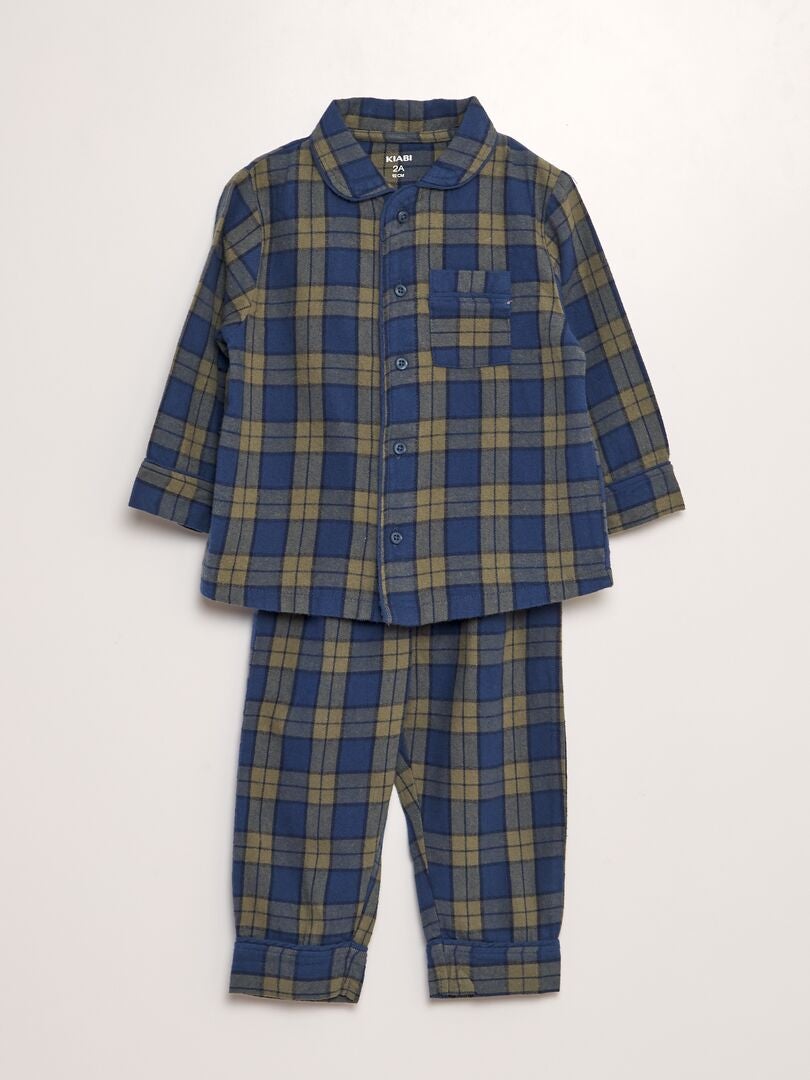 Ensemble pyjama long en flanelle - 2 pièces Bleu - Kiabi