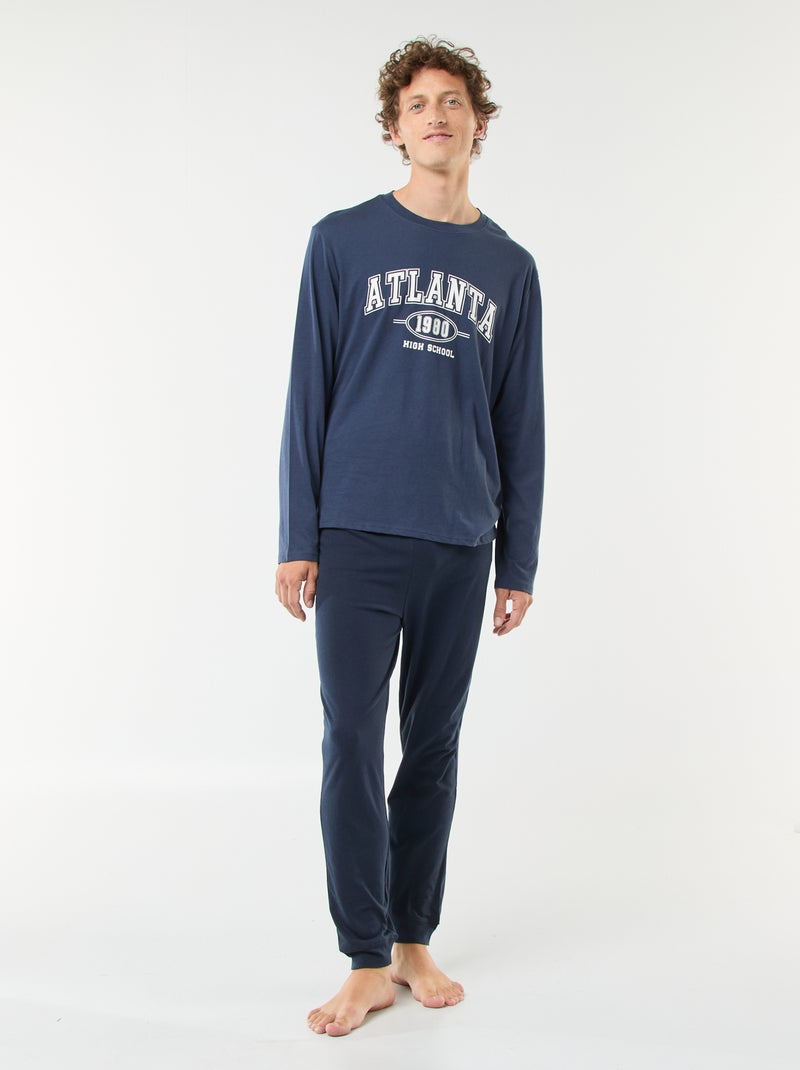 Ensemble pyjama long en jersey t-shirt + pantalon - 2 pièces Bleu - Kiabi