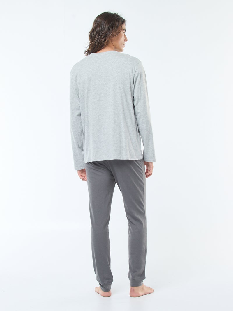 Ensemble pyjama long en jersey t-shirt + pantalon - 2 pièces Gris - Kiabi