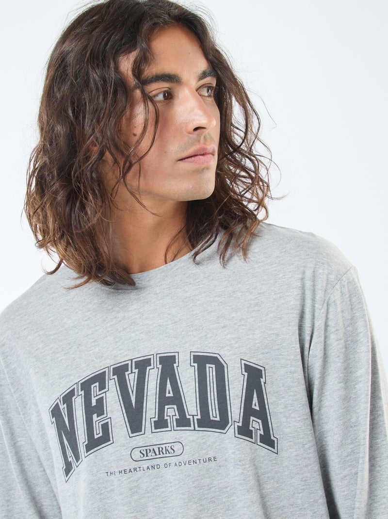 Ensemble pyjama long en jersey t-shirt + pantalon - 2 pièces Gris - Kiabi