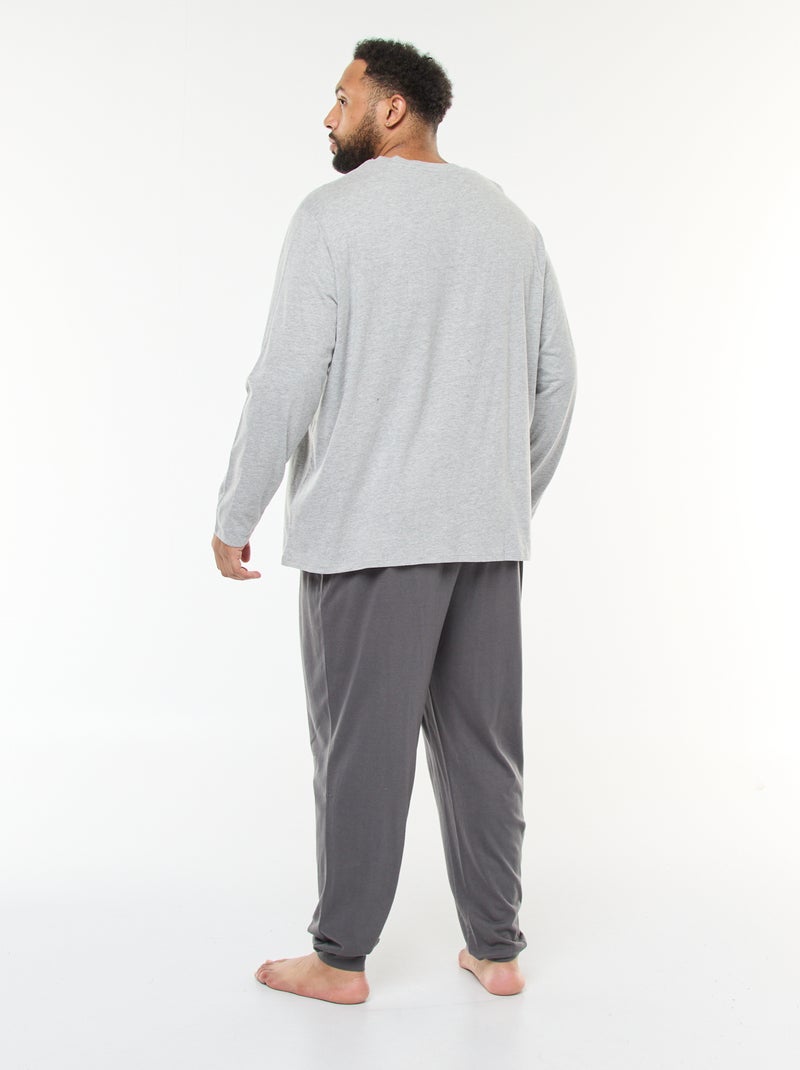 Ensemble pyjama long en jersey t-shirt + pantalon - 2 pièces Gris - Kiabi