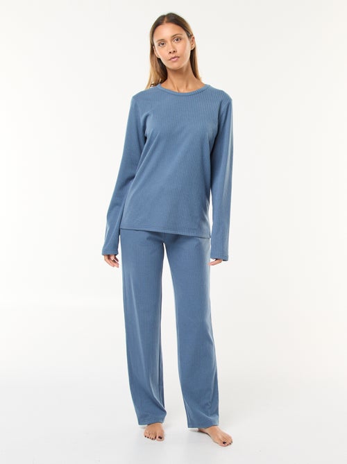 Ensemble pyjama long en maille - 2 pièces - Kiabi