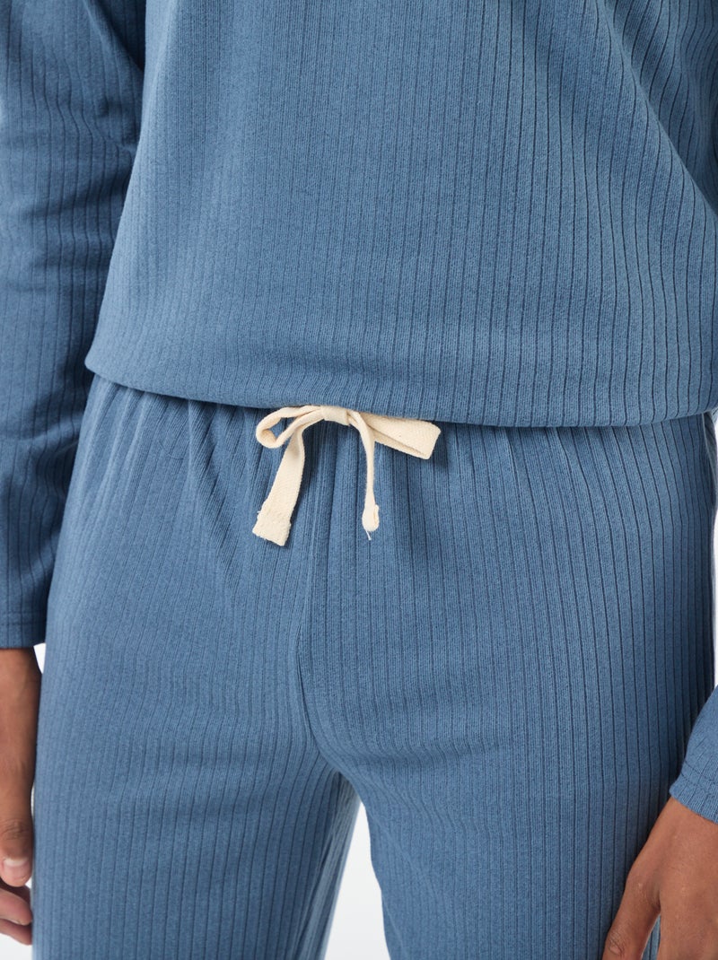 Ensemble pyjama long en maille - 2 pièces Bleu - Kiabi