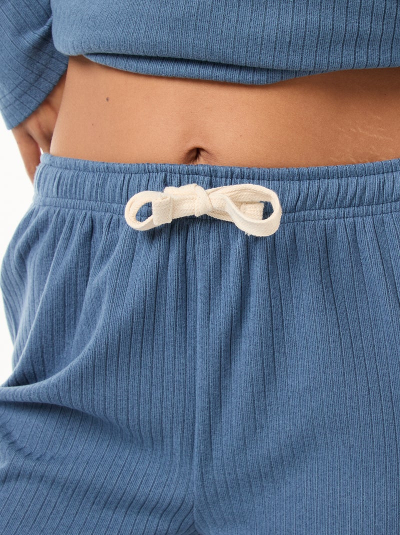 Ensemble pyjama long en maille - 2 pièces Bleu - Kiabi