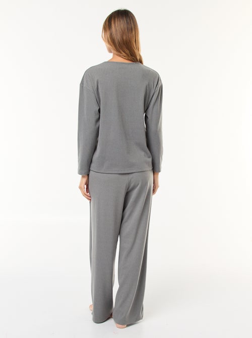 Ensemble pyjama long en maille - 2 pièces - Kiabi